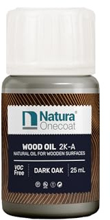 Natura Onecoat Wood Stain Oil - Sample - 25 ml, Dark Oak – Natural Wood Finish for Interior Furniture & Floor - Linseed Wood Oil - Environmentally Friendly - Hard Wax Oil for Color Sampling-VOC-Free