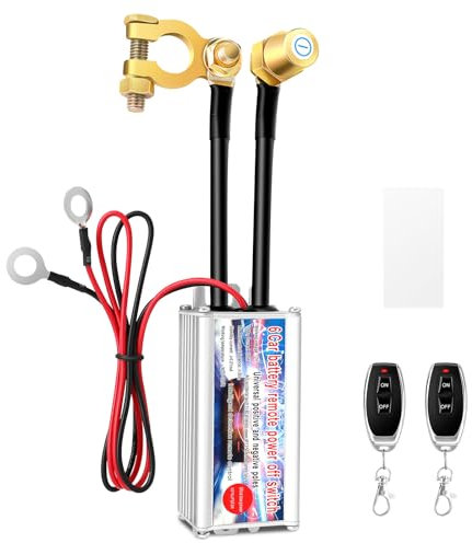 Remote Battery Disconnect Switch 12v, 120A, Wireless Remote Battery Kill Switch Top Post, Disconnect Negative Car Kill Switch Anti-Theft for Car, Truck, RV, Boat
