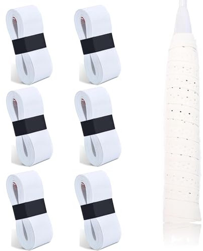 MingFontec 8 Stück Tennis Griffband, Griffband badmintonschläger Selbstklebend Griffband, Anti-Rutsch Griffband für Tennisschläger, Badminton, Squash Schläger (weiß)