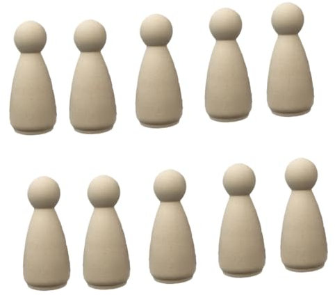 Housoutil 10 Stück Diy Holzfiguren für Bastelprojekte Blanko Puppen Naturholz zum Bemalen für Kinderhandwerk und Hochzeitsdekoration