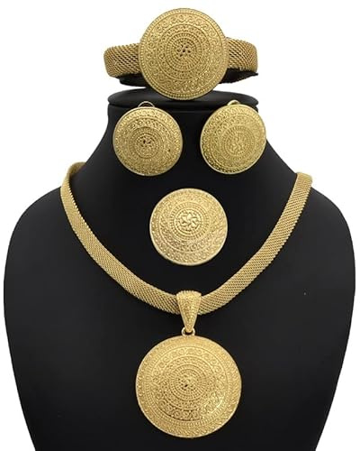 Nigeria Schmuck Sets Für Frauen Hochzeit Armbänder Äthiopischen Gold Farbe African Dubai Türkischen Schmuck Braut Ring
