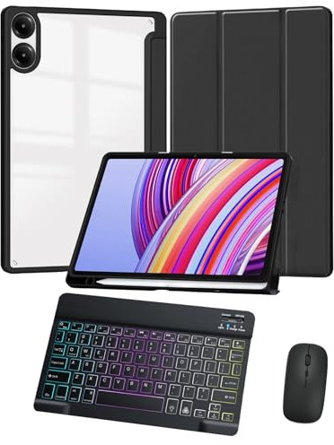 Tastiera per Xiaomi REDMI PAD 2 11 pollici (2025) Custodia, funzione di accensione/spegnimento automatica e guscio protettivo con angoli di visione multipli, mouse Bluetooth e tastiera