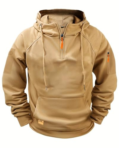 Hoodies for Men,Work Jumpers Mens Fleece Lined Cargo Military Hooded Sweatshirt Patchwork Tactical Pullover Tops Winter Gym Sports Outfits Hoody Essentials Hoodies with Zip Pockets