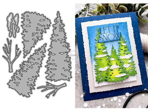 DzIxY Metall-Stanzformen für Kartenherstellung, Motiv: Patchwork, Tannenbaum, Schnee, Stanzschablonen, Stanzschablonen, Schablonen, Schablonen, Schablonen