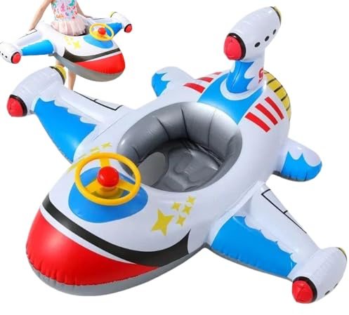 Baby-Pool-Schwimmkörper, aufblasbare PVC-Schwimmkörper für Kleinkinder, Flugzeug-Baby- mit Lenkrad, lustiger Kleinkinderpool für Kinder im Alter von 1–5 Jahren