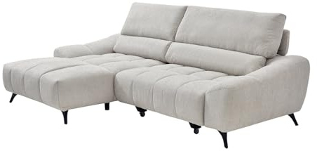 Vente-unique-Ecksofa -Ecke Links - Relax mit verschiebbarer Sitzfläche – Stoff Beige – ELOSIA