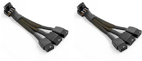 Frewurwer 2X 16Pin GPU Cable to 3X 8 Pin Pcie Extension 16AWG PCIE 5.0 90 Degree Right Angle 16 Pin 12+4Pin Supply Adapter(Type B)