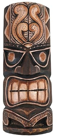 Maske Tiki H30 cm aus Holz geschnitzt und handbemalt.