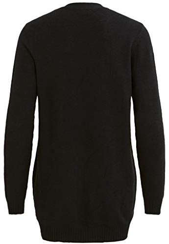 Vila Clothes Damen Strickjacke VIRIL L/S Open Knit Cardigan - NOOS 14044041, Einfarbig, Gr. 38 (Herstellergröße: M), Schwarz (Black)