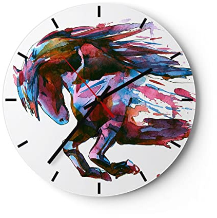 ARTTOR Moderne Wanduhr 30x30cm Rund Glasuhr Kunst Tiere - 3010