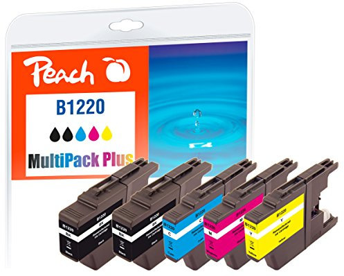 Peach B1220/1240/1280 Spar Plus Pack Druckerpatronen (2xBK, C, M, Y) ersetzt Brother LC-1220 für z.B. Brother DCPJ 525 W, Brother DCPJ 925 DW, Brother MFCJ 430 W, Brother DCPJ 725 DW
