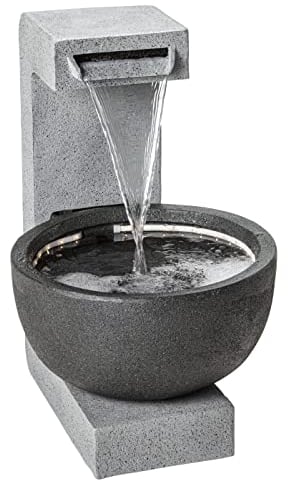 Dehner Gartenbrunnen Madeira mit LED Beleuchtung, ca. 65 x 43 x 51.5 cm, Polyresin, grau/schwarz