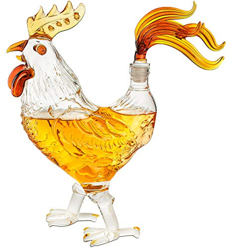 The Wine Savant Cock - Chicken Decanter 500ml Whiskey and Wine Decanter - by , Rooster Glass Decanter For Whiskey, Scotch, Spirits, Wine Or Vodka For Whiskey Lovers