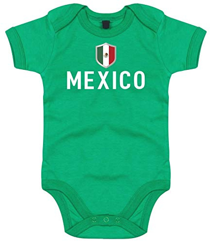 FanShirts4u Länder Baby Body - MEXIKO MEXICO - inkl. Druck Name & Nummer WM Trikot (3-6 Monate, Grün/MEXICO)