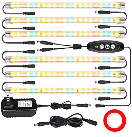 LED Plant Grow Lights Strips for Indoor Plants Full Spectrum with Auto ON & Off Timer, T5 Sunlike Grow Lights Bar Growing Lamps for Greenhouse Shelves Hydroponics Succulent, 4 Dimmable Levels-6PCS