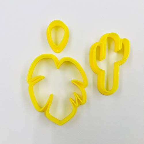 Set mit 3 Ausstechformen für Ton, Kaktus, tropische Blätter, Polymer-Tonschneider, Set