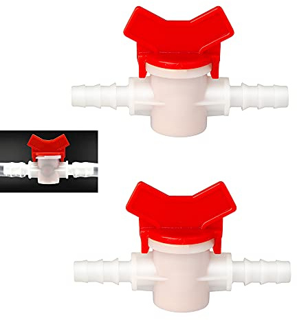 Feelers Drip Irrigation Switch Valve, 1/2 Barbed Hose ID Ball Valve for Drip Irrigation Hoses Agricultura Garden (Pack of 2)