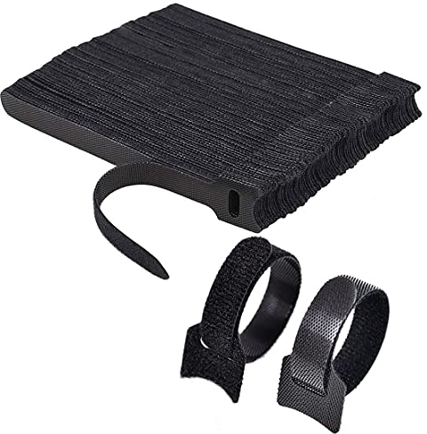 Shentian 100 Stück wiederverwendbare Kabelbinder, verstellbare Kabelbinder mit Haken und Ring, ideal für die Organisation von PC-Kabeln, TV-Kabeln.