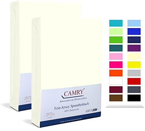 Camry Spannbettlaken 2er-Set 90x200cm - 100x200cm Natur Baumwolle Bettlaken Jersey Spannbetttuch Oeko-Tex 100