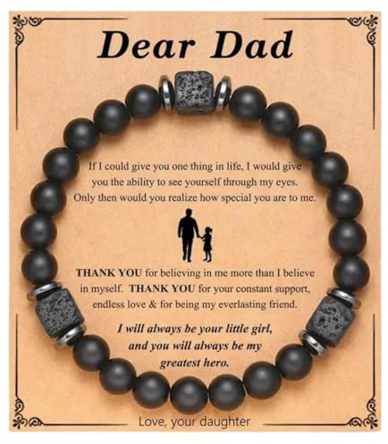 Halukakah Herren Schungit Armband mit Lavastein Perlen - für Geburtstags, Abschluss, Ruhestands, Naturstein Christliches Geschenk für Söhne, Väter, Ehemänner, Jungen und Teenager