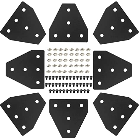 Soporte de conector de extrusión en T de aluminio iMetrx 2020, 8 placas de unión+40 tuercas M5+40 tornillos hexagonales M5x8mm para marco de impresora 3D de perfil de aluminio de la serie 2020