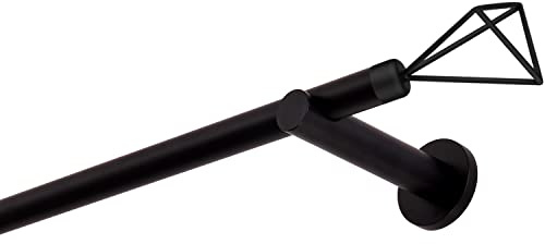 Bastone per tende nero, 480 cm, 1 binario, 19 mm, in metallo, fissaggio a parete, SPACE