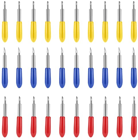 30PCS Replacement Blades for Cricut Maker, Plotter Blades Cutting Blades for Explore Air/Maker/Expression, 10PCS 30° Fine Point Blades, 10PCS 45° Standard Blades and 10PCS 60° Deep Cut Blade