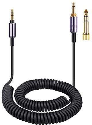 weishan WH-1000XM5 Cable Coiled Aux Cord Replacement for Sony WH-CH720N, WH-CH710N, MDR-950BT, 1AM2, 7520 Noise Canceling Headphones, 3.5mm(1/8) Extension Wire with 6.35mm(1/4) Adapter, 14ft