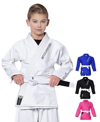 Starpro Evolve Bambini Gi Jiu Jitsu Premium Preshrunk - Molte Dimensioni e Colori - BJJ, Jujitsu, Juijitsu Light Junior