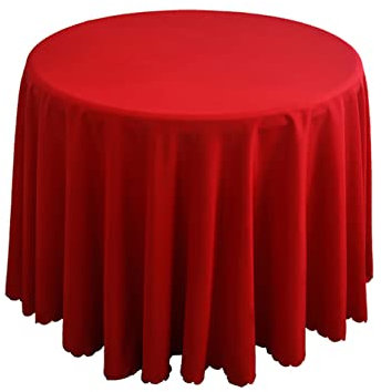 FANIVIN Polyester Tischdecke Tischtuch Tischwäsche Couchtisch Küchentischabdeckung Tafeltuch Rund Einfacher Stil Rot Durchmesser 300CM