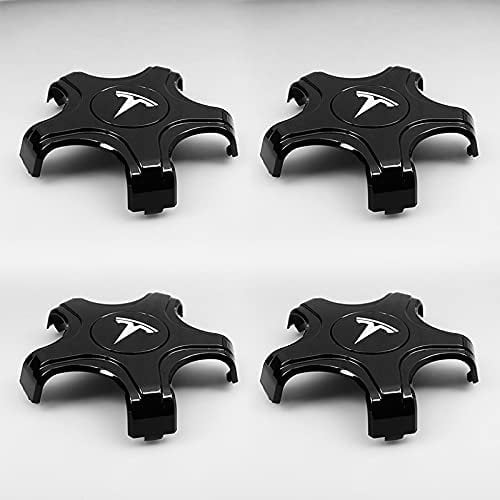 URYYRIT Car Hub Centre Caps, For Tesla Model 3, Waterproof DustProof Wheel Decoration Cover, Wheel Center with Logo Emblem Sticker, Exterior Accessories,Baking paint black and white label