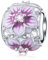 Rosa Magnolia Blüte Charms mit CZ, fit Pandora Valentinstag Armband, 925 Sterling Silber Pale Cerise Emaille Floral Blume Perlen, Geschenk für Frauen/Frühling/Oma/beste Mama/Freund