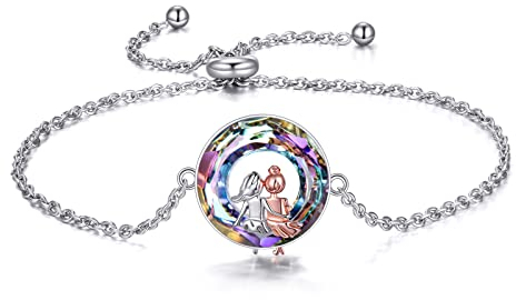 VONALA 925 Sterling Silber Schwester Herz Armband, unendlichkeitszeichen Schmuck Freundschaft Geschenke für Damen Mädchen (Lila Kristall)