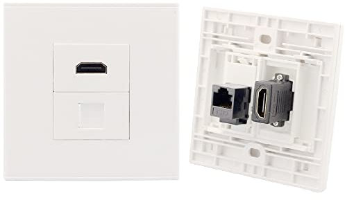 Plaque murale HDMI Ethernet,Prise CAT6 RJ45 Keystone Jack,Prise réseau Gigabit femelle à femelle pour panneau mural,Boîte de face pour port de câble LAN,86x86mm