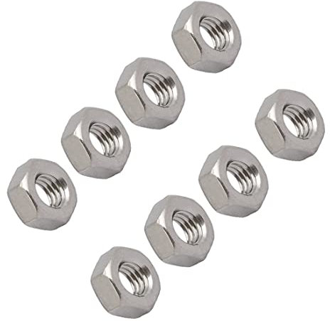 PATIKIL M6 x 1mm Sinistra Mano Filettatura Esagonali Dadi, 8pz Sinistra Mano Esagonali Dadi per Fissaggio, Argento Tono