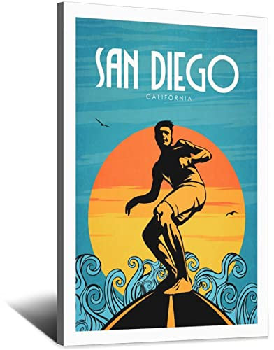 YONGCAI San Diego California Vintage Reise Poster Leinwand Wand Home Room Decor Kunst Poster Gemälde Bild Druck Geschenk Poster