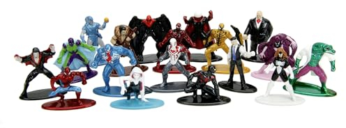 Jada Toys Marvel Spider-Man Figuren (18 Stück) - Multi-Set Nano-Sammelfiguren aus Metall, u.a. mit Spider-Man, Spider-Woman & Venom, für Fans und Sammler ab 3 Jahre, je 4 cm
