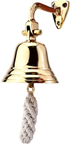 NKlaus Campana ottone oro con supporto a muro e nastro Ø: 7,5cm versione leggera 11573