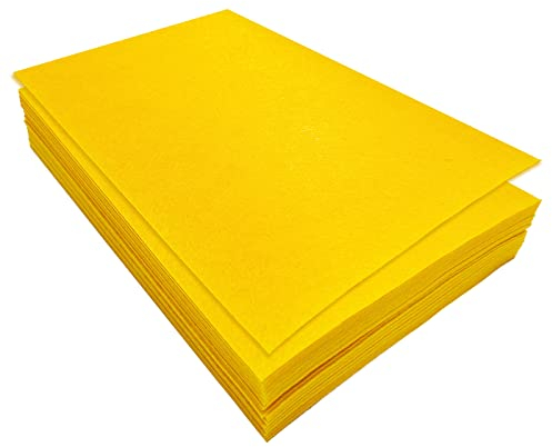 Filz zum Basteln, 1mm Dickes Steife Filzblätter, 32 Stück Filzstoff, 17,78×28,7cm Bastelfilz zum Nähen Handwerk und Festivals Party Dekorationen (Gelb)