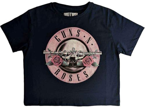 Guns N' Roses Crop Top T Shirt Classic Band Logo Nue offiziell Damen Navy