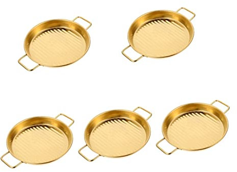 OQHAIR 4 Uds. Molde para Pizza Amphora, Molde para Pizza de Acero Inoxidable, Plato Comercial de Acero Inoxidable Plateado para Patatas Fritas (Goldenx5uds 22,7X17,3X2,1CMx5uds)