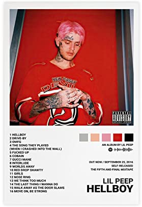 Lil Peep Hellboy Album-Kunstposter auf Leinwand, Poster, Schlafzimmer-Dekor, Sportlandschaft, Büro, Raumdekoration, Geschenk, ungerahmt, 20 x 30 cm