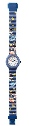HIP HOP Kinderuhr Kids Fun Zifferblatt einfarbig, weißes Uhrwerk, nur Zeitanzeige, 3H Quarz und Silikonarmband mit mehrfarbigem Stoff HWU1177, Modern
