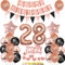 decorazione 28 anni donna compleanno Palloncini, decorazione torta compleanno 28 anni rosegold, decorazione compleanno 28 donna nero Or rose,Palloncini 28 anni compleanno donna decorazione rose