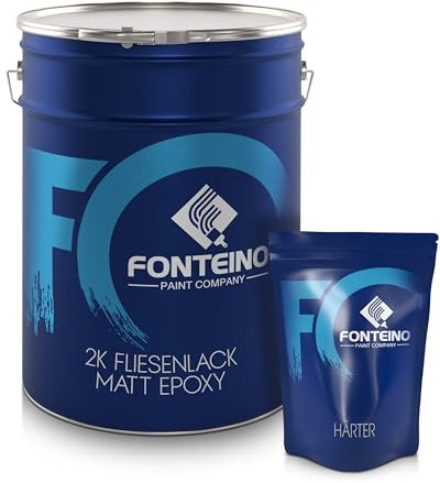 Fonteino 2K Fliesenlack MATT Silbergrau RAL 7001 für Küche Badezimmer Wandfliesen Bodenfliesen - 5Kg