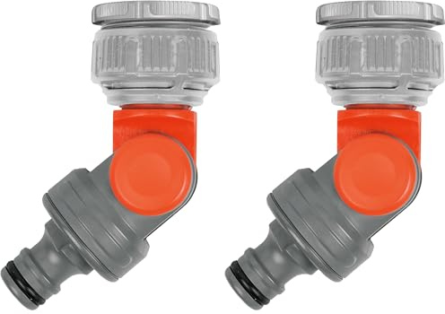 Gardena Nez de robinet coudé et articulé: raccord coudé pour robinet de 26,5mm (G 3/4'') avec filetage 33,3mm (G 1'') & 21mm (G 1/2'') avec filetage 26,5mm (G 3/4'') pivotant et orientable (2999-20)