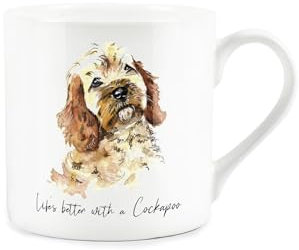 Cockapoo Gift Mug - White Dog Bone China Coffee/Tea Present by Rhiannon Chauncey