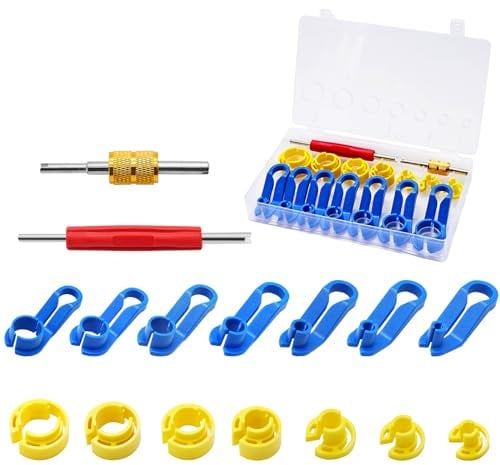 Yeelua 16 PCS Fuel Line Disconnect Removal Tool, Vehicles AC Line Disconnect Air Conditioning Pipe Tool Fuel Line Disconnect Tools Set ABS Plastic Air Conditioning Kit Auto Repair Tools