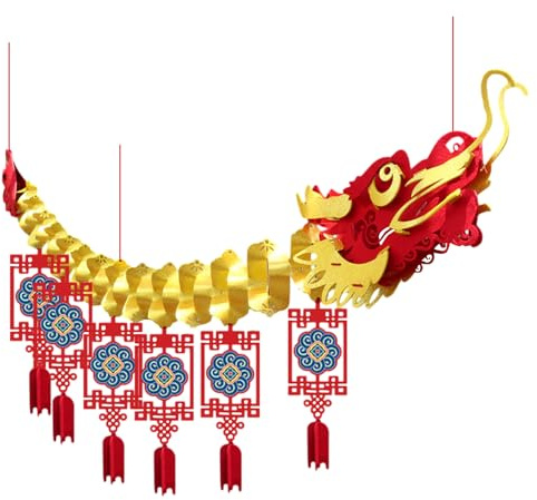 Lembeauty 3D Dragon Nouvel an Chinois Décoration Guirlande Suspendue | Guirlande Suspendue Dragon en Papier | Ornement pour Festival De Printemps Fête du Nouvel an Chinois Favors