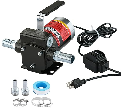 TOPWAY 110V AC Gasoline Fuel Pump 3.7GPM Self-Priming Oil Transfer Pump with Handle, Reversible Pumping, Overheat Protection, Explosion-Proof, for Gasoline Fuel Diesel Kerosene Removal